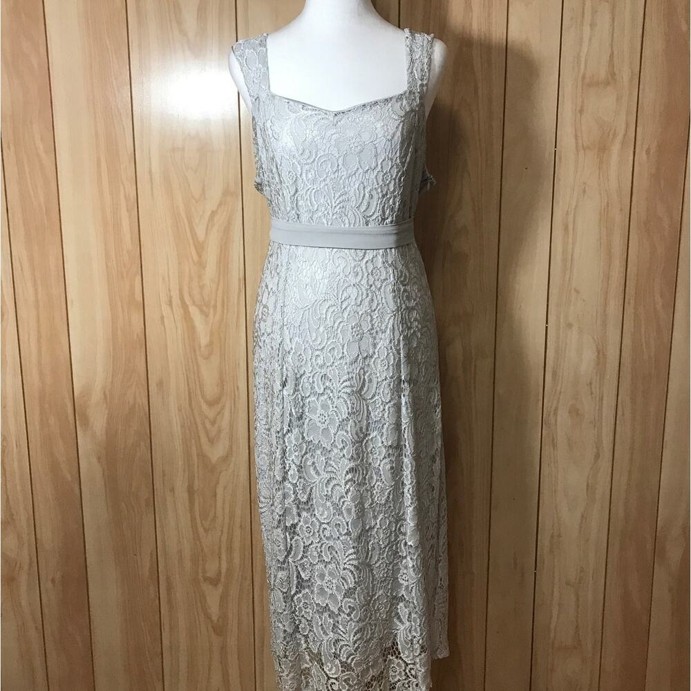 Gray Lace Sweetheart Neckline Sleeveless Maxi Sheath Maxi Women Dress XL